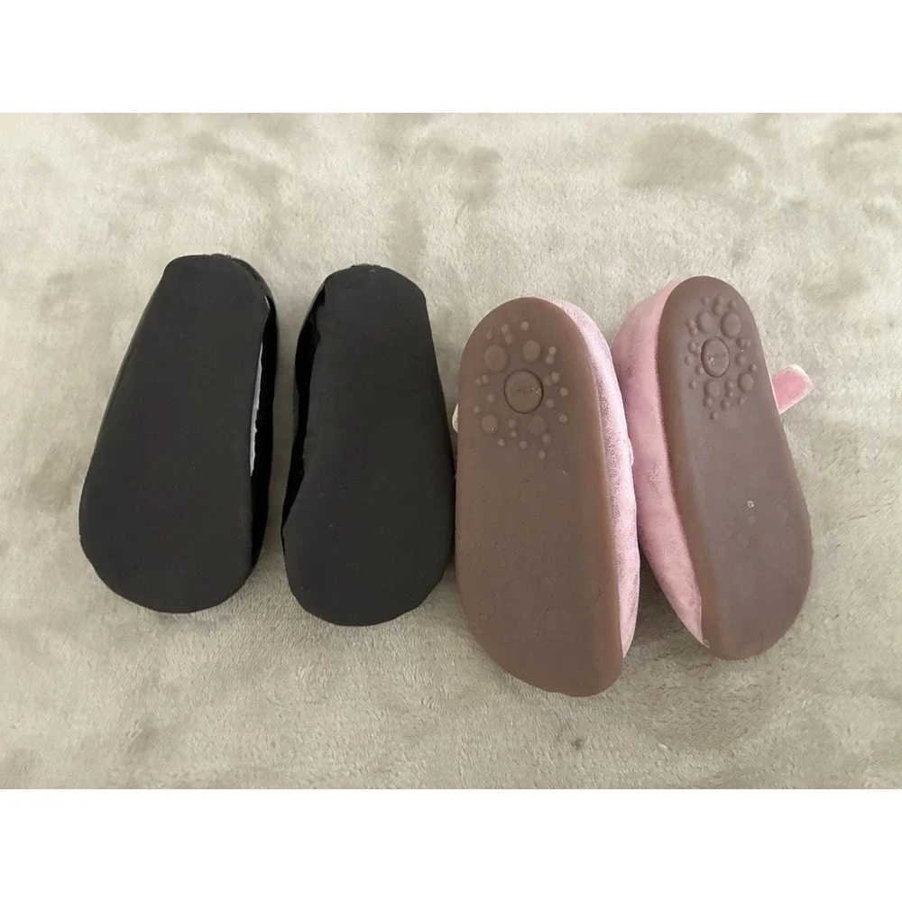 Carter's Shoes Baby Girl Size 9-12 Months Bow Black Patent Pink Glitter